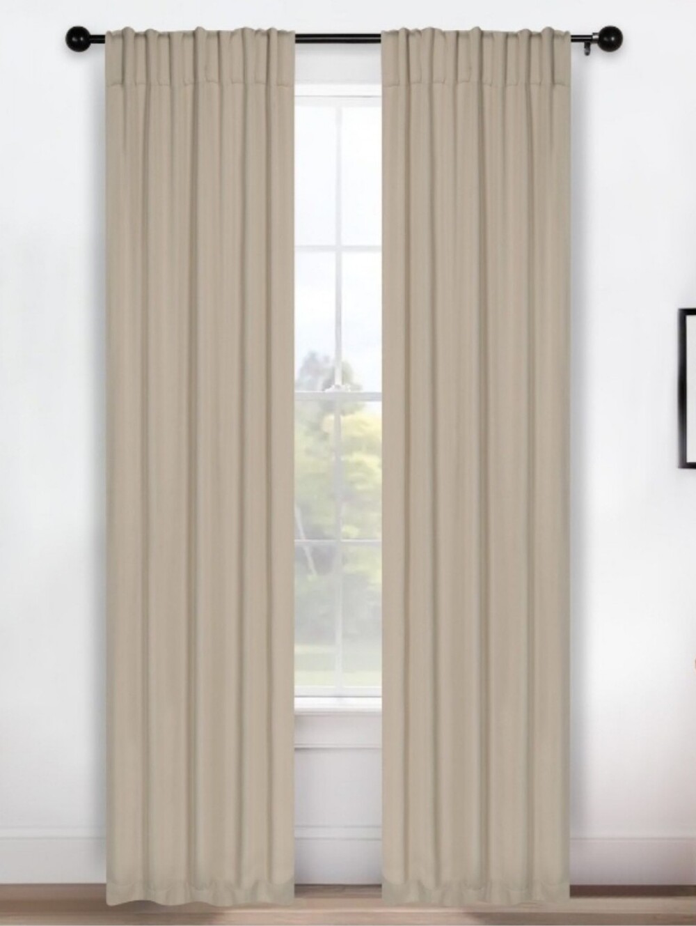 New with tags! Superior Set of 2 blackout back tab beige room darkening curtains